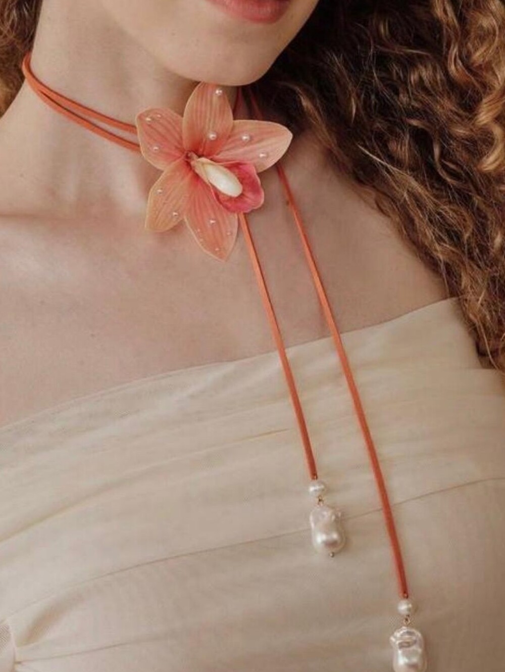 Coral Flower Choker Necklace